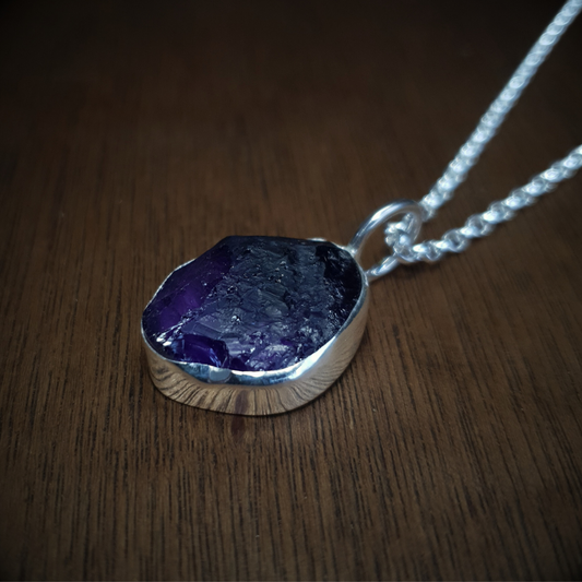 Chunky Rough Cut Amethyst Necklace