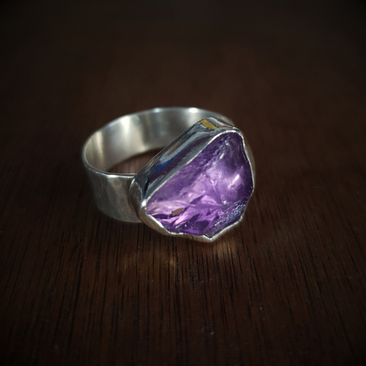 Rough Cut Amethyst Ring