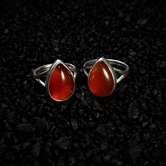 Carnelian Teardrop Rings