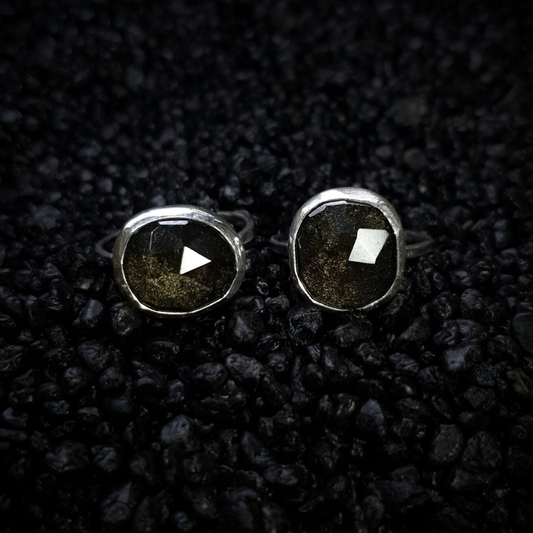 Golden Sheen Obsidian Rings